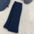 Thick navy blue cable knit leg warmers in a soft plush fabric for winter boots - Dark Blue