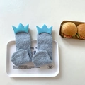 Calze grigie in pile di corallo con corona di paillettes azzurre invernali - Taglia unica / Blu