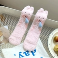 Calze di pile corallo rosa con maialino e goccia blu per il calore domestico invernale - Taglia unica / Maialino Moccioso