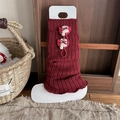 Sweet burgundy knitted leg warmers with bows for ballet core style and winter warmth - Pocket Bow