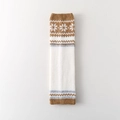 Fair Isle pattern knit leg warmers in white with vintage brown snowflake patterns - One Size / White