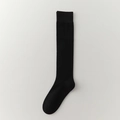 Chaussettes hautes noires en laine pour femme avec texture côtelée chaude pour l'hiver - Taille unique / Noir