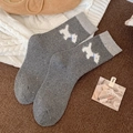 Calze di lana grigie spesse con motivo a cane e pois colorati per l'autunno e l'inverno - Grigio con motivo cane singolo