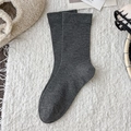 Deep grey mid-calf cotton socks with a soft knitted texture for winter daily wear - One Size / Dark Gray