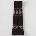 Retro dark brown knitted leg warmers with vintage argyle pattern and ribbed cuffs - Dark Coffee