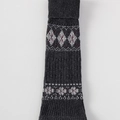 Dark gray knitted leg warmers featuring vintage argyle and snowflake patterns - Dark Gray