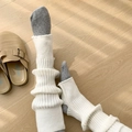 Chic white cable knit leg warmers with split hem for women, winter fashion accessories - One Size / White