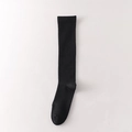 Classic solid black knee-high cotton socks for women in simple minimalist school style - One Size / Black