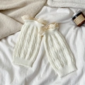 Scaldamuscoli in maglia bianco crema con pizzo delicato per un dolce stile JK nipponico - Taglia unica / Bianco