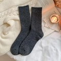 Deep charcoal gray ribbed wool socks with warm autumn style for women's daily wear - Dark Gray