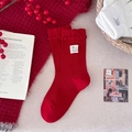 Chaussettes rouges en tricot avec écusson cheval mignon et bordure à volants chic - Taille unique / Étiquette en Tissu Cheval (Rouge)