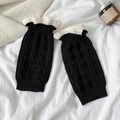 Scaldamuscoli neri in maglia con pizzo crema e motivi a treccia vintage - Taglia unica / Nero
