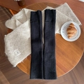 Klassische schwarze Strick-Beinstulpen mit Rippmuster aus dickem Elastikstoff für den Winter - Einheitsgröße / Schwarz