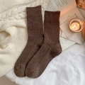 Vertical ribbed wool socks in dark brown, perfect for pairing with Birkenstock shoes - Dark Coffee