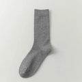 Minimalist heather grey ribbed wool blend crew socks with elastic cuffs and vertical stripes - One Size / Light Gray