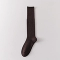Vertical ribbed wool knee-high socks in dark coffee brown for a slim winter look - One Size / Coffee