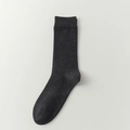 Dark grey crew socks with vertical rib knit texture and elastic cuff for women - One Size / Dark Gray