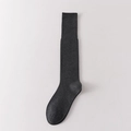 Dark grey ribbed wool blend calf socks for women with vertical stripes for winter - One Size / Dark Gray