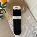 Calze nere stile giapponese con trama a costine e bordo a volant per donne e ragazze - Taglia unica / Nero