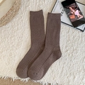 Calcetines gruesos de canalé en color marrón oscuro mezcla de algodón para otoño e invierno - Talla única / café