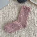 Calze di lana rosa a pois bianchi con bordi a balze dolci e calde per le donne - Taglia unica / Pois