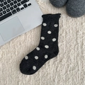 Calze spesse in misto lana con pois bianchi su base nera per il calore invernale - Grandi Pois