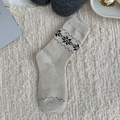 Calze di lana Fair Isle beige con motivi a fiocco di neve per il calore invernale - Fiocco di Neve Retrò