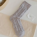 Chaussettes femme en maille torsadée gris clair avec fil moucheté doux et chaud - Taille unique / Style Torsadé Donegal (JZ2550) / Gris Bleu