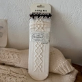Chaussettes en laine beige à motif losanges avec bords volantés marron et gris - Taille unique / Blanc Cassé