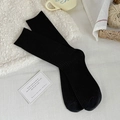Calcetines negros de canalé para mujer en algodón cálido, estilo informal diario - Talla única / Negro