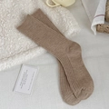 Classic coffee brown ribbed knit mid-calf warm socks for cozy autumn and winter style - One Size / Dark Khaki