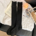 Calcetines negros largos de punto trenzado grueso con puños acanalados muy cálidos - Talla única / Negro