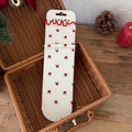 Floral crew socks in cream white with red flower patterns and ruffled wood ear edges - One Size / White Floral