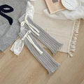 Calentadores de punto gris con lazos blancos y bordes con volantes para mujer - Talla única / Gris