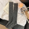 Calcetines altos gris oscuro de punto grueso con textura de lana térmica - Talla única / gris oscuro