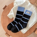 Calze a contrasto blu e nere con simpatica toppa a cane e dettaglio a righe arricciate - Taglia unica / Nero