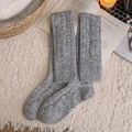 Winter gray thick cable knit over-the-knee socks for women in cozy wool fabric - Light Gray