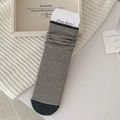 Breathable striped crew socks in black and white with a ribbed cuff and tag detail - One Size / Dark Gray
