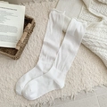 Classic white cotton mid-calf socks with elegant ruffle cuffs and soft ribbed texture - Bleached White