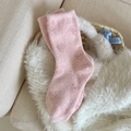 Calze rosa carine a metà polpaccio in velluto caldo con motivo a cuore per l'inverno - Taglia unica / Rosa