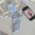 Chaussettes mi-mollet bleu clair en tricot moucheté arc-en-ciel pour femmes - Bleu