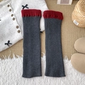 Scaldamuscoli in maglia grigio scuro e rosso in stile college giapponese retrò - Patchwork Grigio Rosso