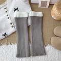 Jambières de style japonais avec maille contrastée en gris foncé et blanc chic - Gris Clair avec Bord Blanc
