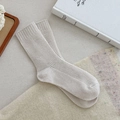Calze a coste in lana color beige farina d'avena, maglieria in stile giapponese - Taglia unica / Bianco Sporco