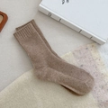 Calze spesse in lana beige scuro a coste, ideali da abbinare a scarpe tipo Birkenstock - Taglia unica / Cachi