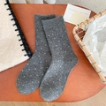 Cute dark grey polka dot wool crew socks for women in cozy knitted thermal fabric - One Size / Dark Gray