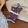 Calze viola scuro a metà polpaccio con ricami floreali e bordo in pizzo bianco - Floreale Viola