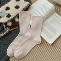 Calze di lana beige a coste in stile minimalista per il calore e il comfort invernale - Beige