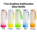 Sublimation 17oz frosted gradient glass water bottles with bamboo lids and silicone handles - Colorful Cup (Color Note)