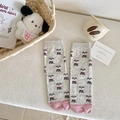 Calze giapponesi a due dita da donna grigie e rosa con simpatici motivi di cani - Taglia unica / Grigio chiaro